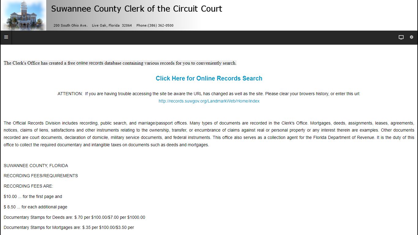Official Records - Suwannee County Clerk of the Circuit Court